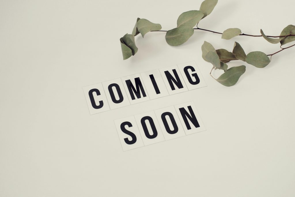 Services Eucalyptus branch with 'Coming Soon' message on white background for announcements.